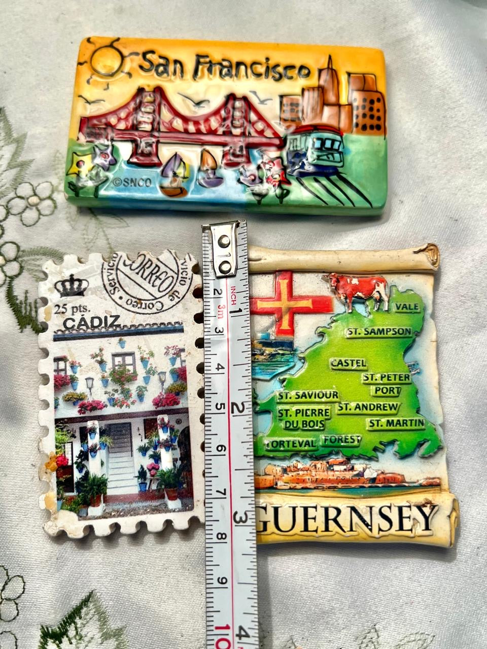 San Francisco, Cádiz & Guernsey Travel Magnet Souvenir Set – 3 Pcs