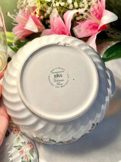 BHS Victorian Rose Covered Serving Bowl 9 in Made in Britain