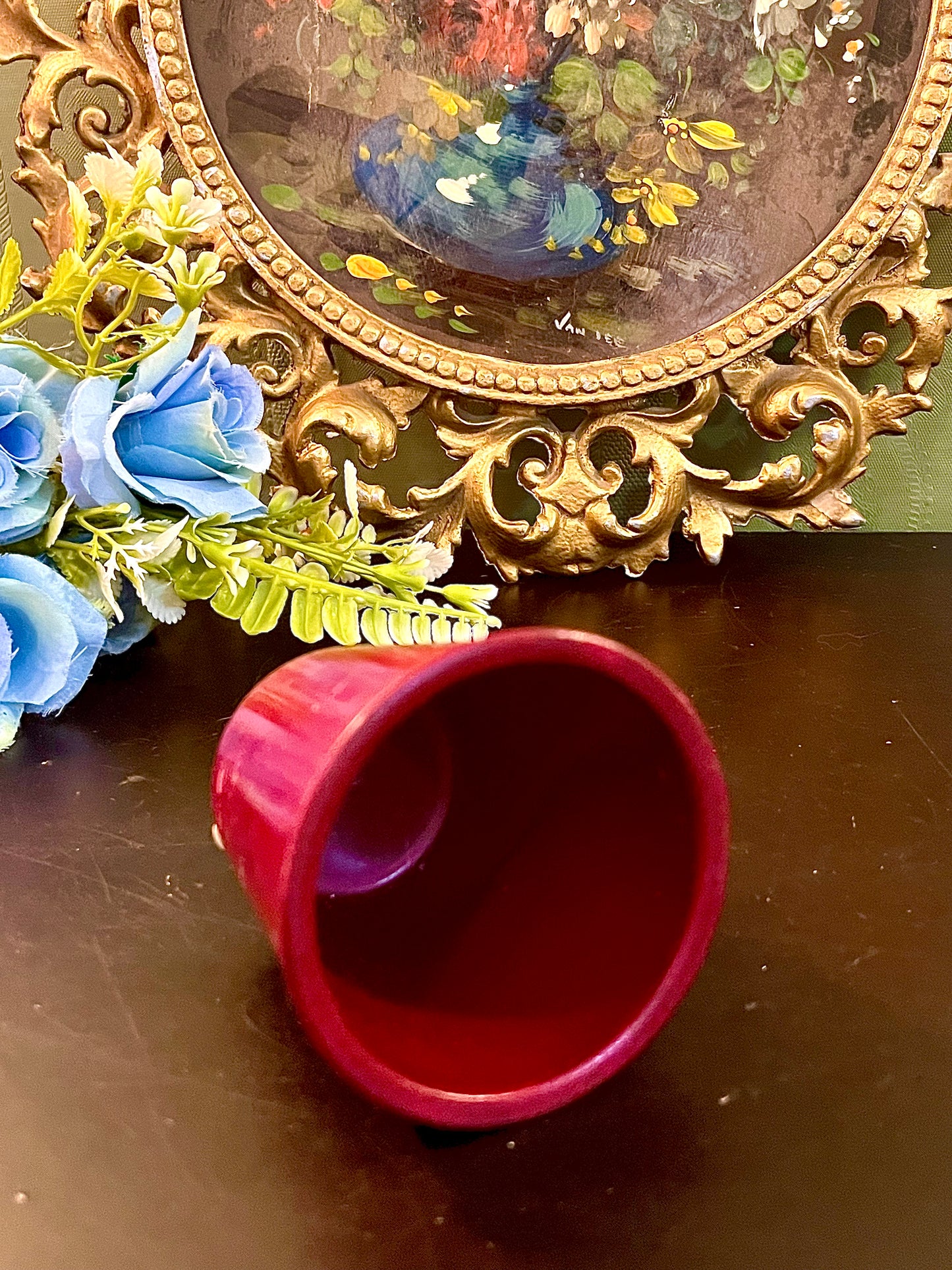 Red Ceramic Mini Plant Pot Small Glossy Decorative Planter 3 Inch