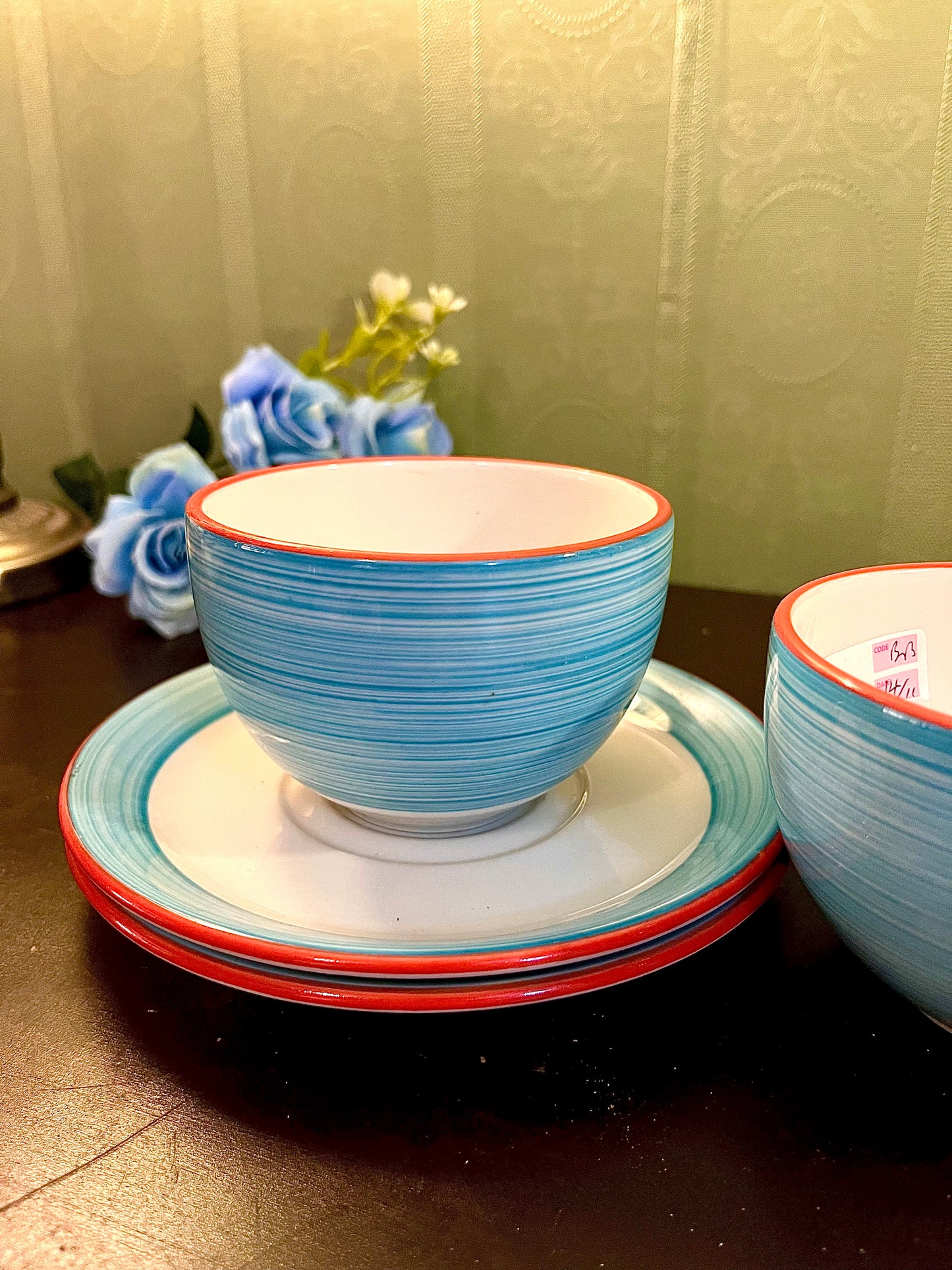 Blue Ceramic Soup Cup & Saucer Set