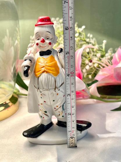 Colourful Clown Figurine Red Hat & Yellow Waistcoat 16cm