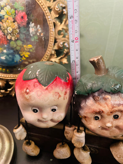 Vintage Fruit Character Shelf Sitter Figurines With Dangling Legs