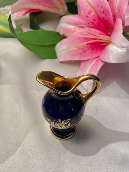 Vintage Navy & Gold Miniature Jug Approx. 9 cm
