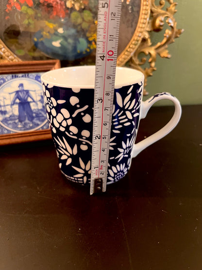 Navy Blue Floral Ceramic Mug