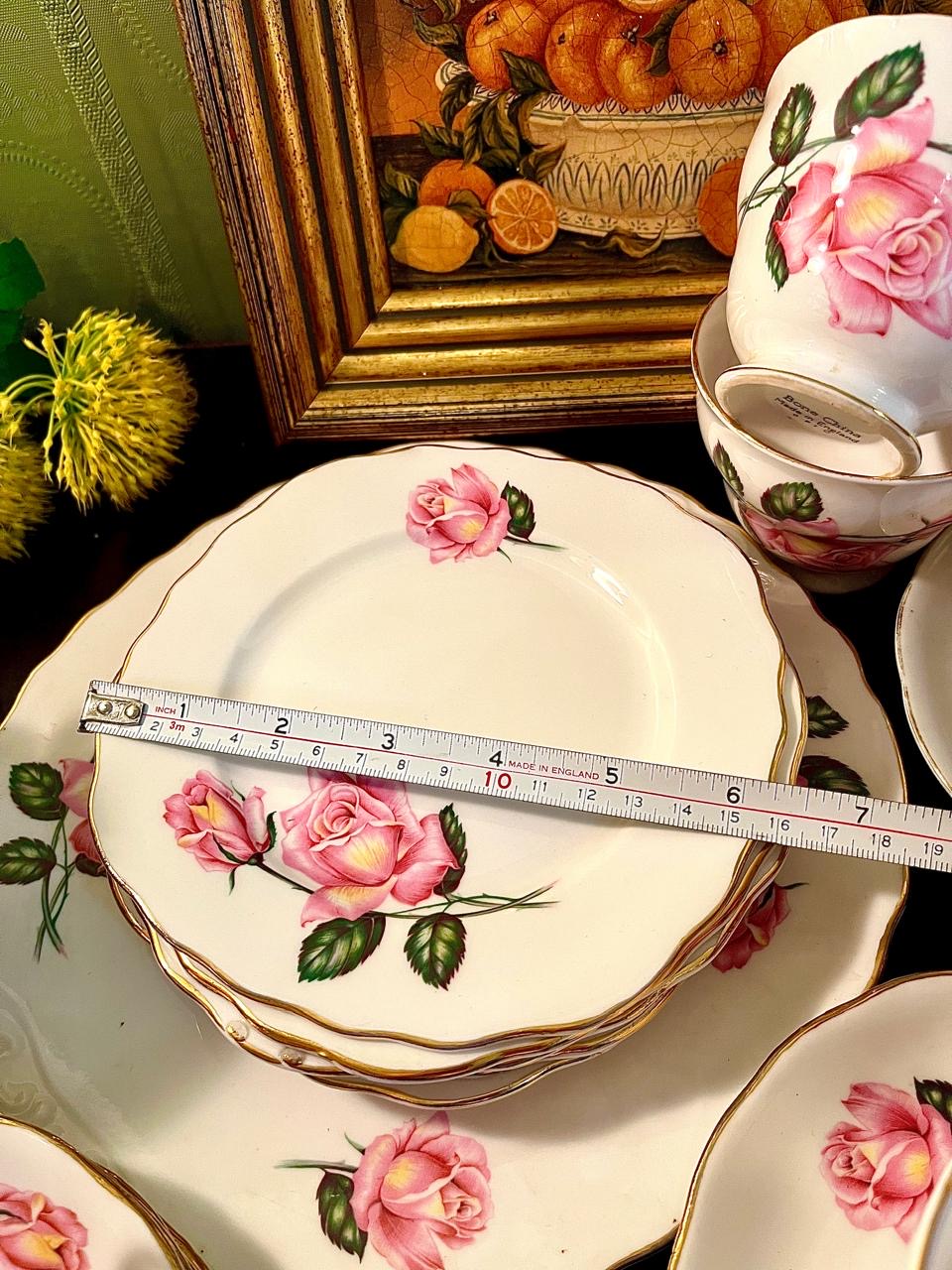 Colclough Pink Rose Fine Bone China Tea Set England – 14 Piece