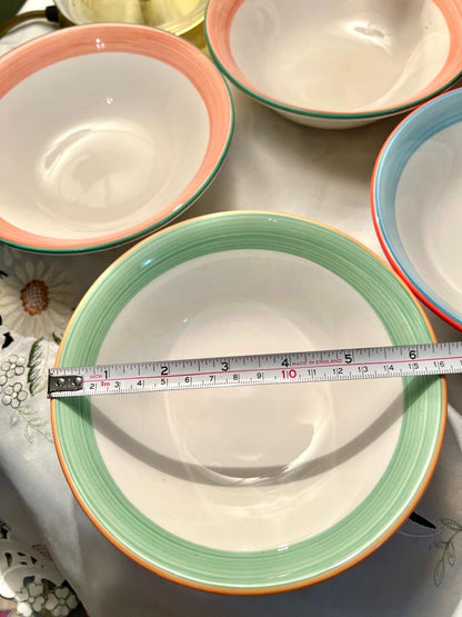 Steelite 5-Piece Colour Rim Bowls 6.5 in Made in England
