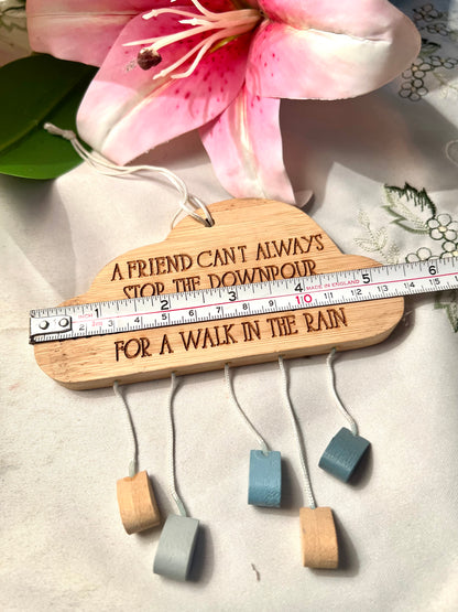 Wooden Friendship Quote Rain Cloud Hanging Plaque 15cm