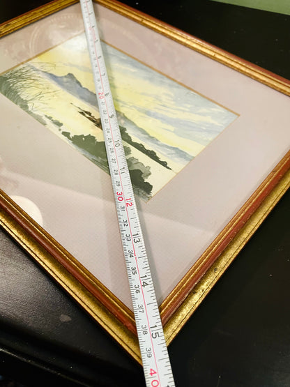 Vintage Framed Watercolour Landscape Painting 15 Inch