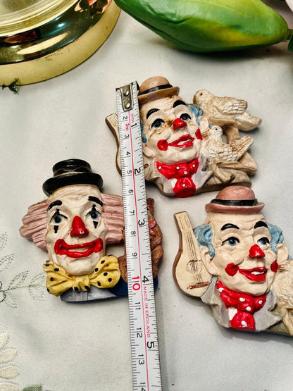 Clown with Musical Instruments Face Magnet Pieces Set of 3