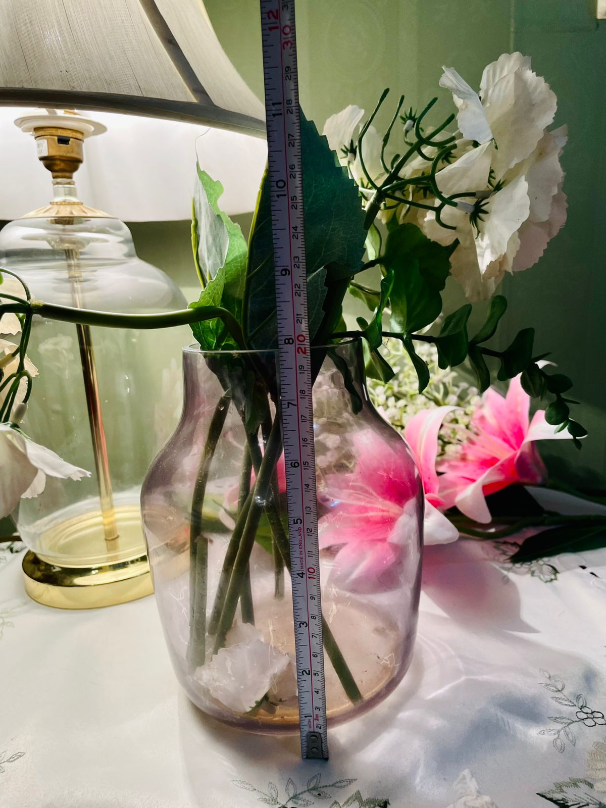 Vintage Blush Pink Crystal Vase 20 cm