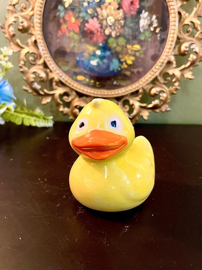 Yellow Ceramic Duck Figurine