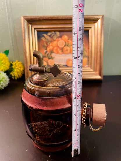 Antique Amber Glass Barrel Decanter with Tap – 15 cm