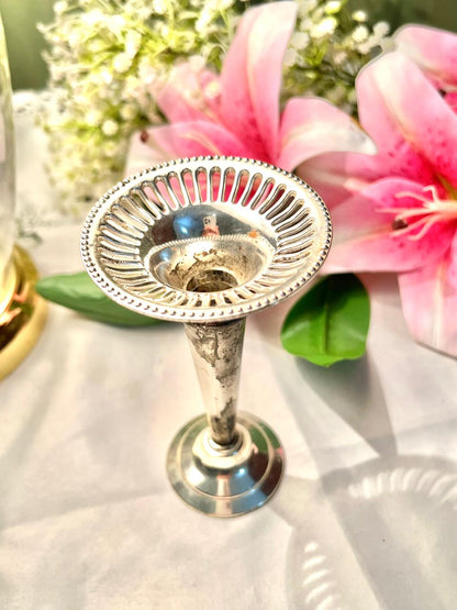 Queen Anne Silver Pedestal Candle Holder 14 cm