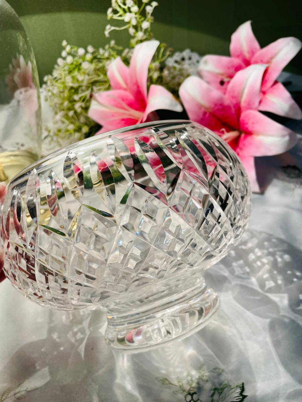 Vintage Crystal Footed Serving Bowl 6.5 in