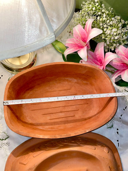 Vintage Terracotta Oven-Safe Roasting Dish 36 cm