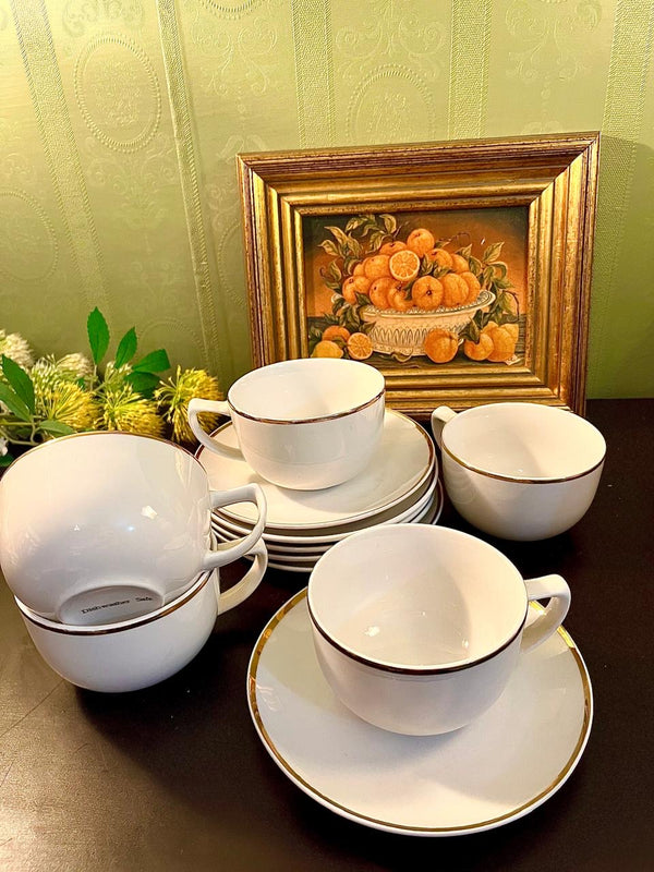 Royal Worcester Gold Rim Fine Bone China Tea Set – 10 Piece