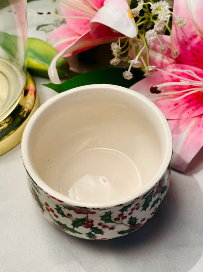 Heron Cross Pottery Holly Berry Ceramic Bowl 10 cm
