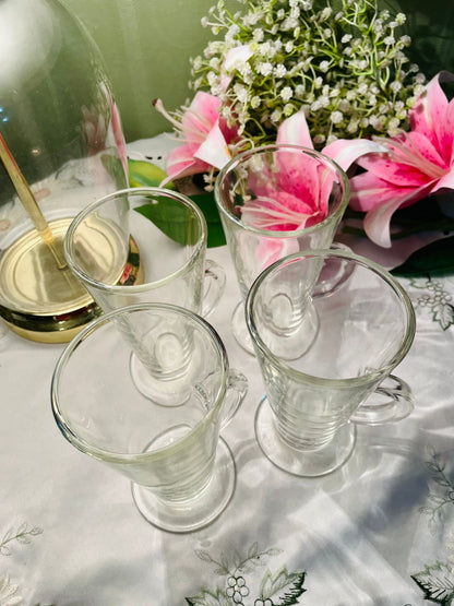 Vintage Clear Crystal Footed Mugs Set of 4 15 cm