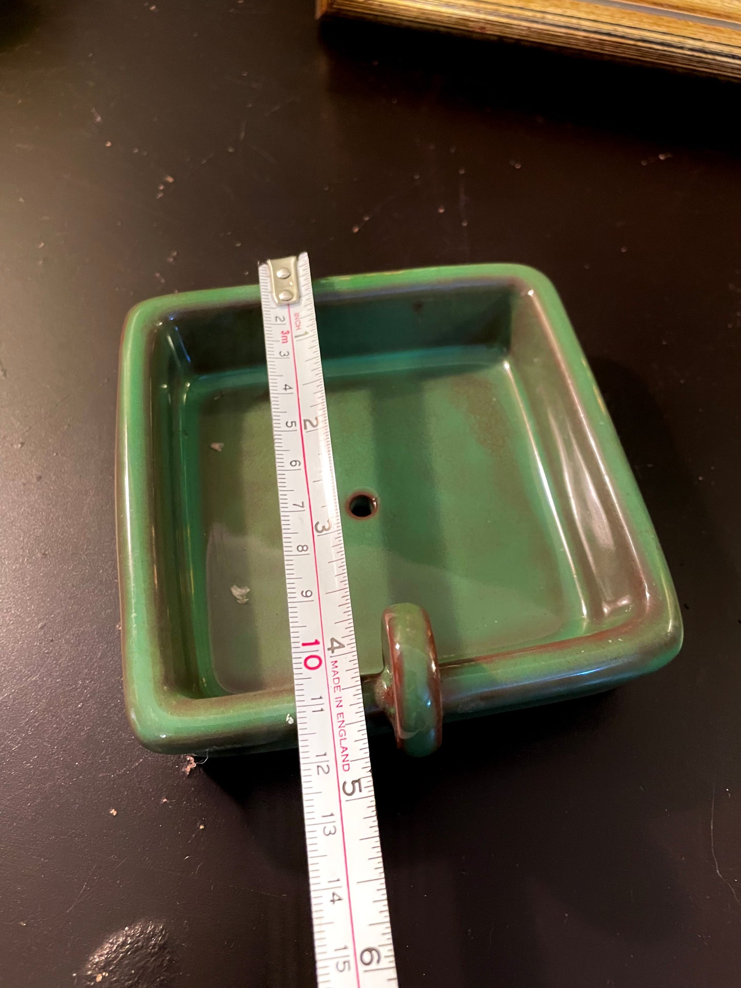 Green Ceramic Bonsai Pot with Drainage Hole 5 Inch
