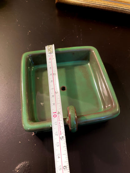 Green Ceramic Bonsai Pot with Drainage Hole 5 Inch