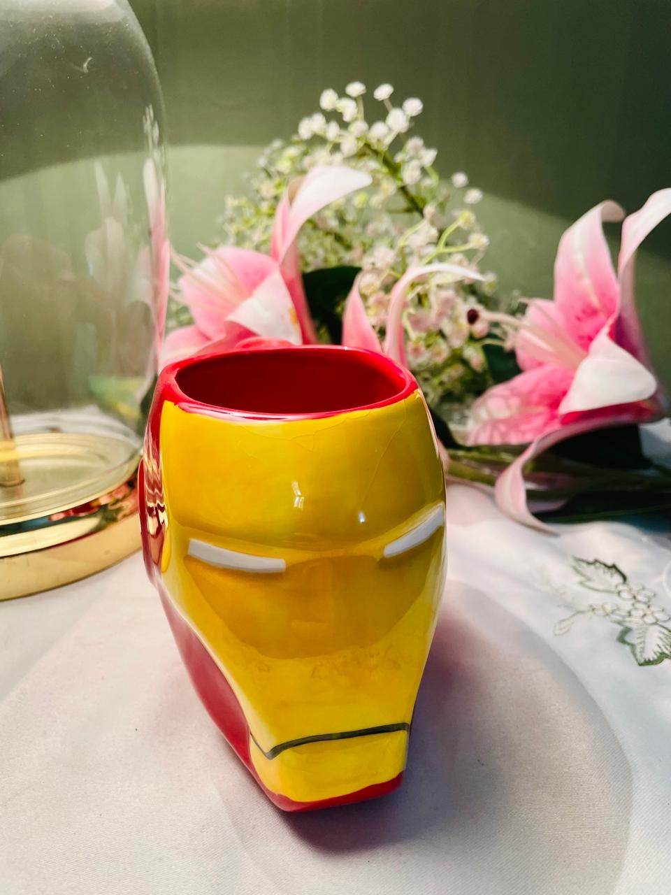 Red Yellow Character Face Sculptural Mug 9 cm