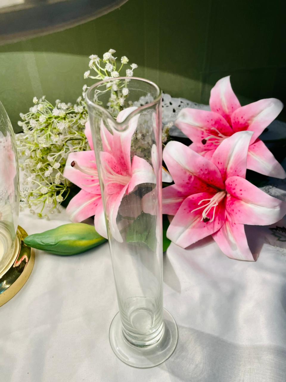 Vintage Clear Crystal Cylinder Bud Vase 10 in