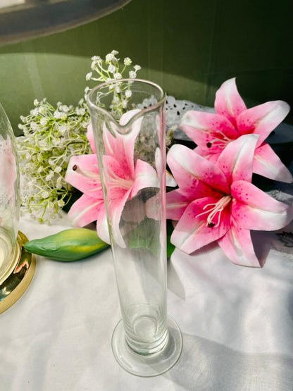 Vintage Clear Crystal Cylinder Bud Vase 10 in