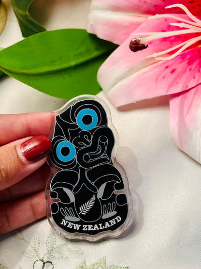 Fridge Magnet New Zealand Kiwi Souvenir Decor Black & Blue 7cm