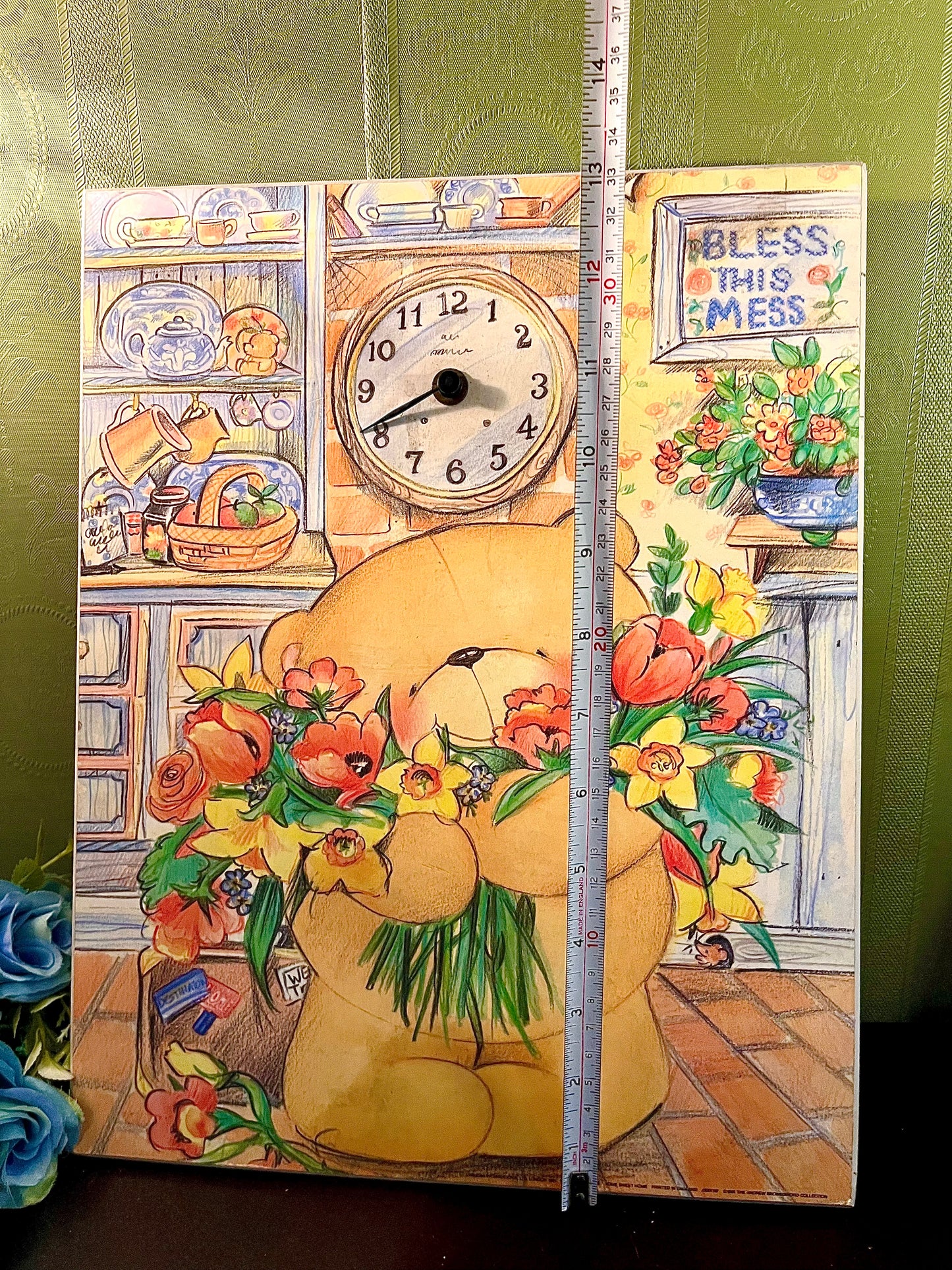 Large “Bless This Mess” Bear Wall Clock