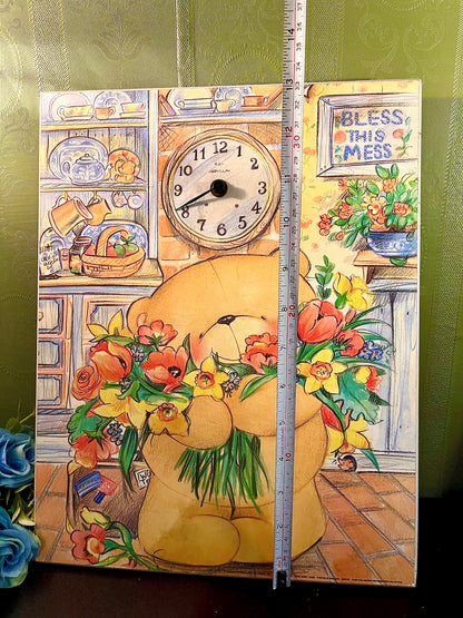 Large “Bless This Mess” Bear Wall Clock
