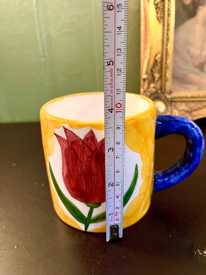 Hand Painted Tulip Ceramic Coffee Mug 4 Inch