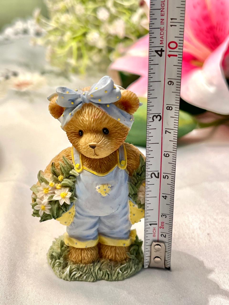 Cherished Teddies Mikayla Figurine Blue Overalls 9 cm