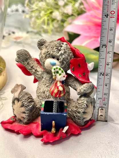Vintage Teddy Bear Jack-in-the-Box Figurine 8 cm