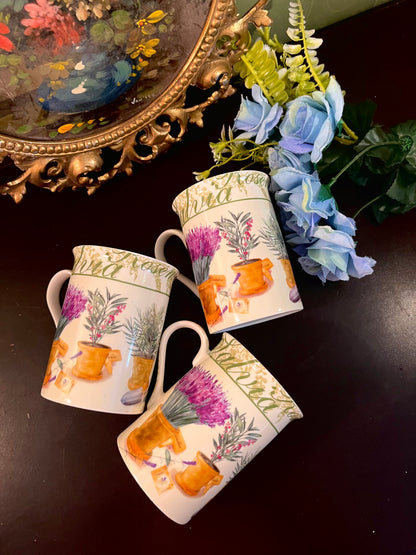 Set of 3 Herb Garden Ceramic Mugs