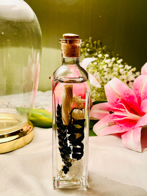 Clear Crystal Botanical Display Bottle with Cork Stopper 18cm