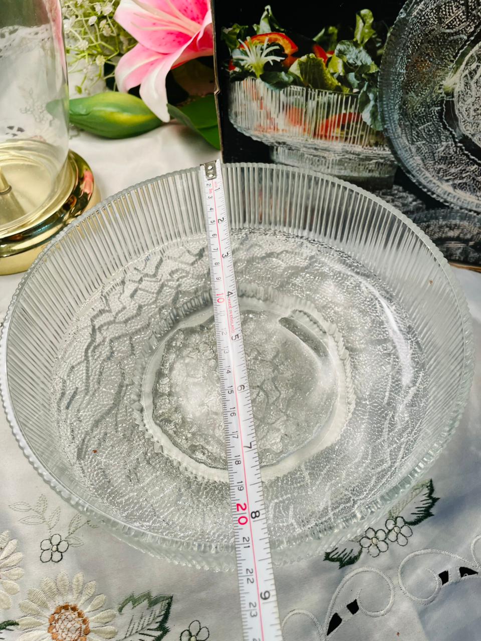 Ravenhead Topaz Crystal Serving Bowl – Clear Ribbed 21cm