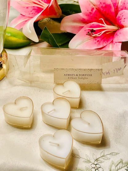 TJM White Heart Shaped Scented Tea Light Candles Set of 5