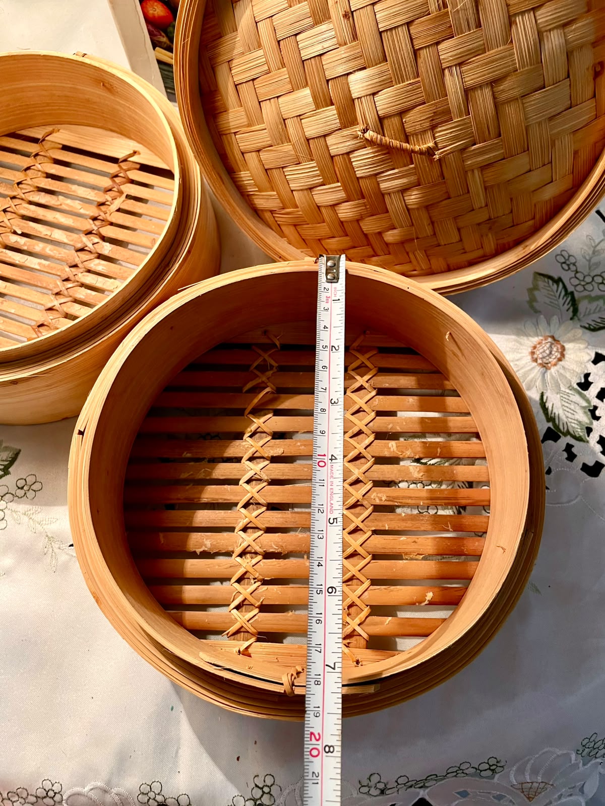 Vintage Bamboo Steamer Set 3-Piece 8 Inch