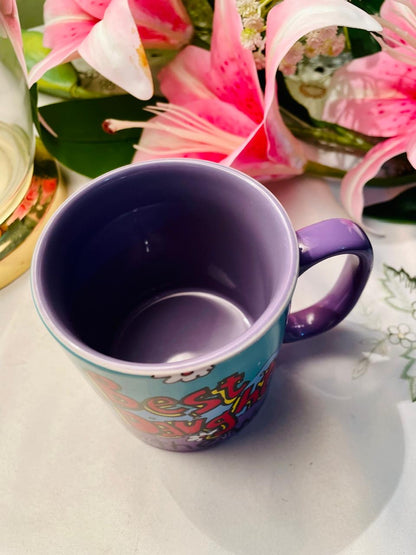 Colourful Birthday Mug Turquoise Purple 9 cm