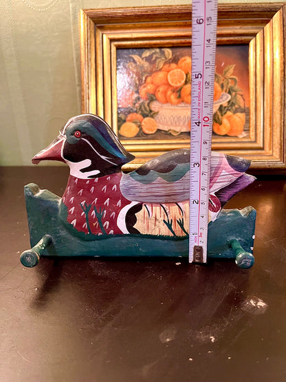 Hand Painted Wooden Duck Napkin Holder – Rustic Bird Decor