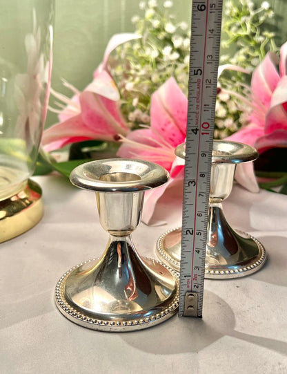 Queen Anne Silver Candlestick Holders 2-Piece Set 9 cm