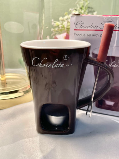 Chocolate Fondue Ceramic mug Brown 14 cm