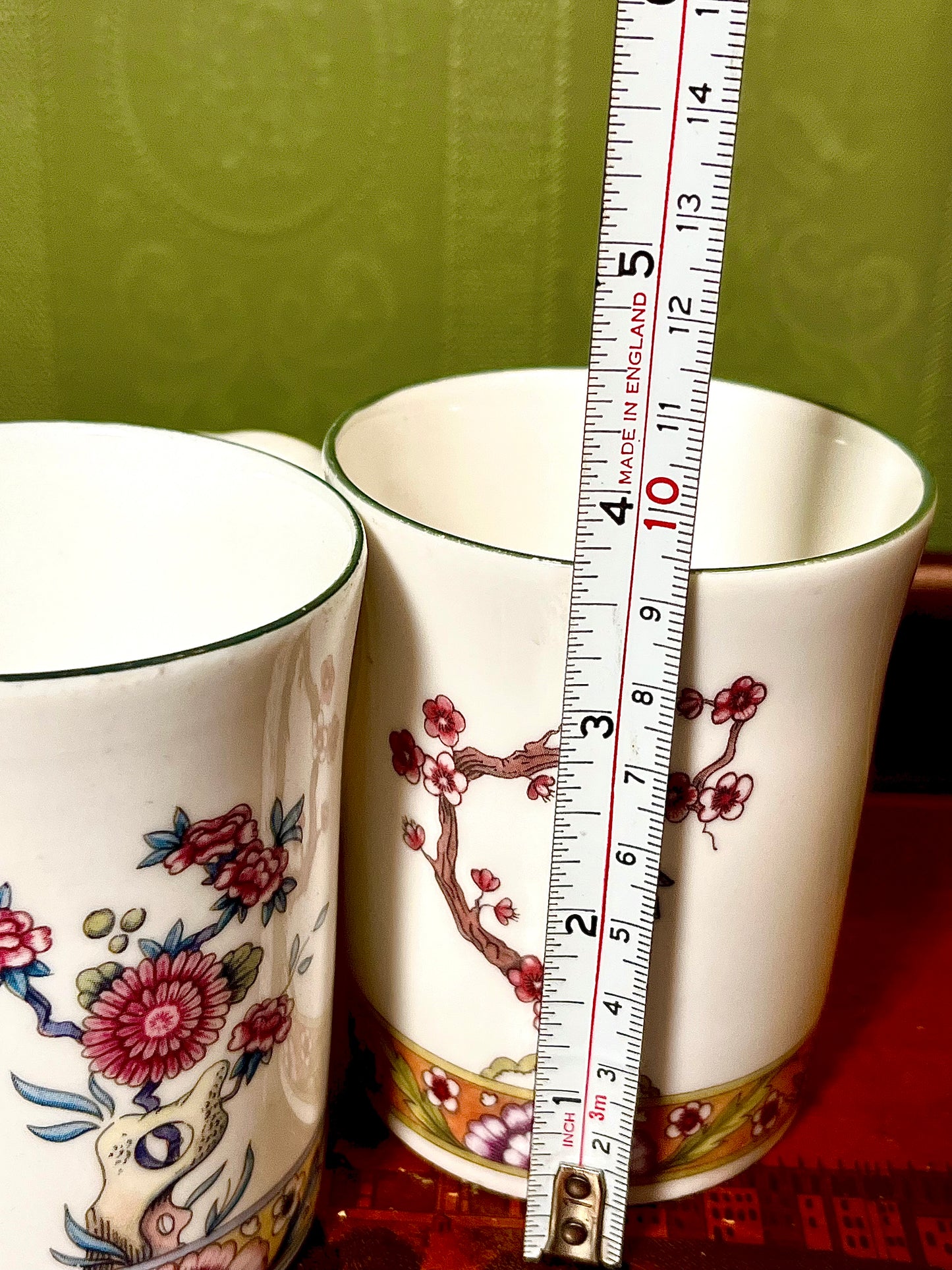 Kingsbury Staffordshire Fine Bone China Floral Mugs Set of 2 10cm