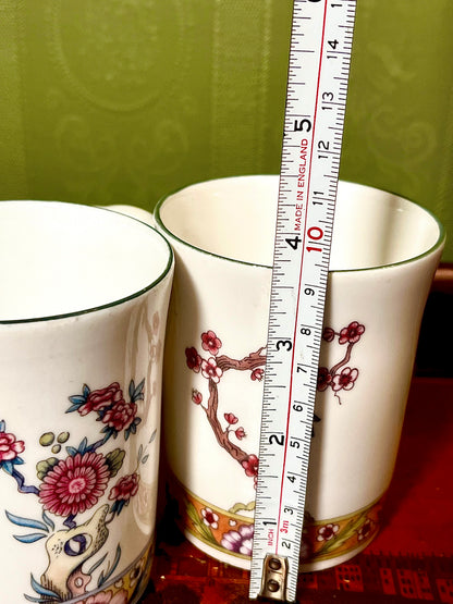 Kingsbury Staffordshire Fine Bone China Floral Mugs Set of 2 10cm