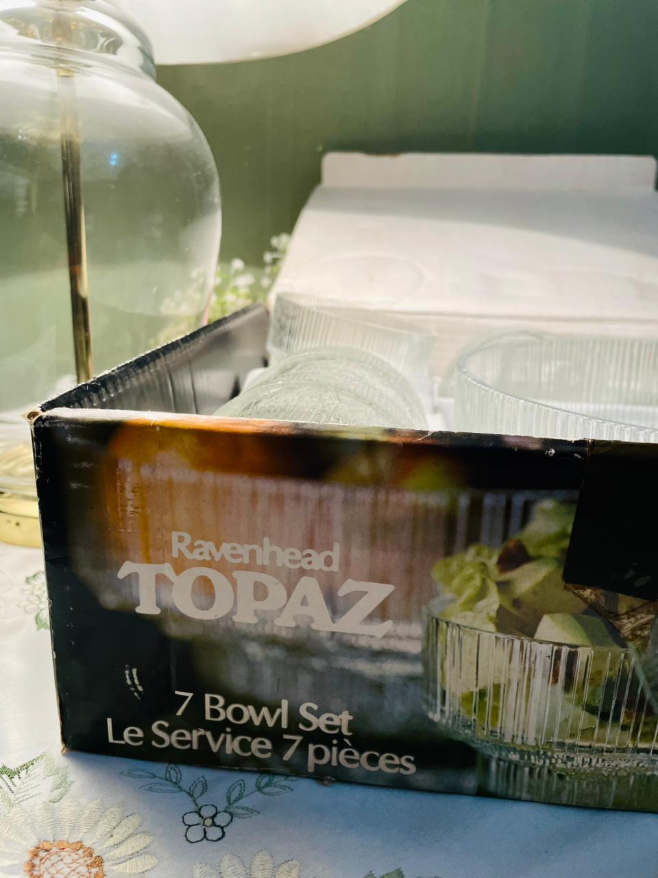 Ravenhead Topaz Crystal 7 Bowl Set – Clear Ribbed