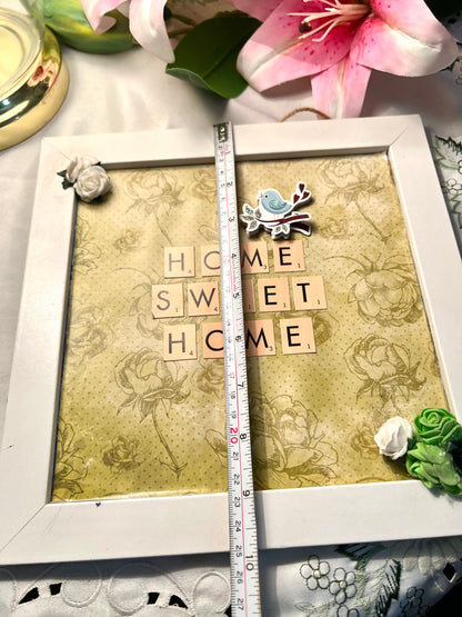 Home Sweet Home Floral Bird Wall Art Frame 25cm