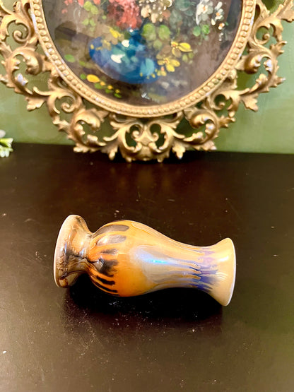 Mini Drip Glaze Ceramic Bud Vase Orange Blue Brown 4 Inch