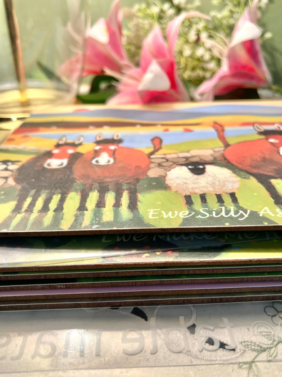 Vintage Ewe Silly Ass Sheep Placemats Set of 6 Approx. 29 cm