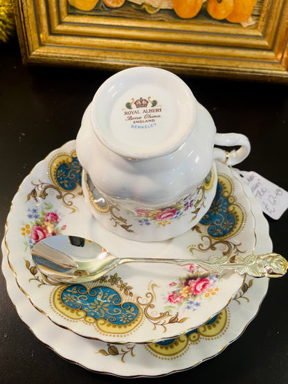 Vintage Royal Albert Berkeley Bone China Trio with Spoon