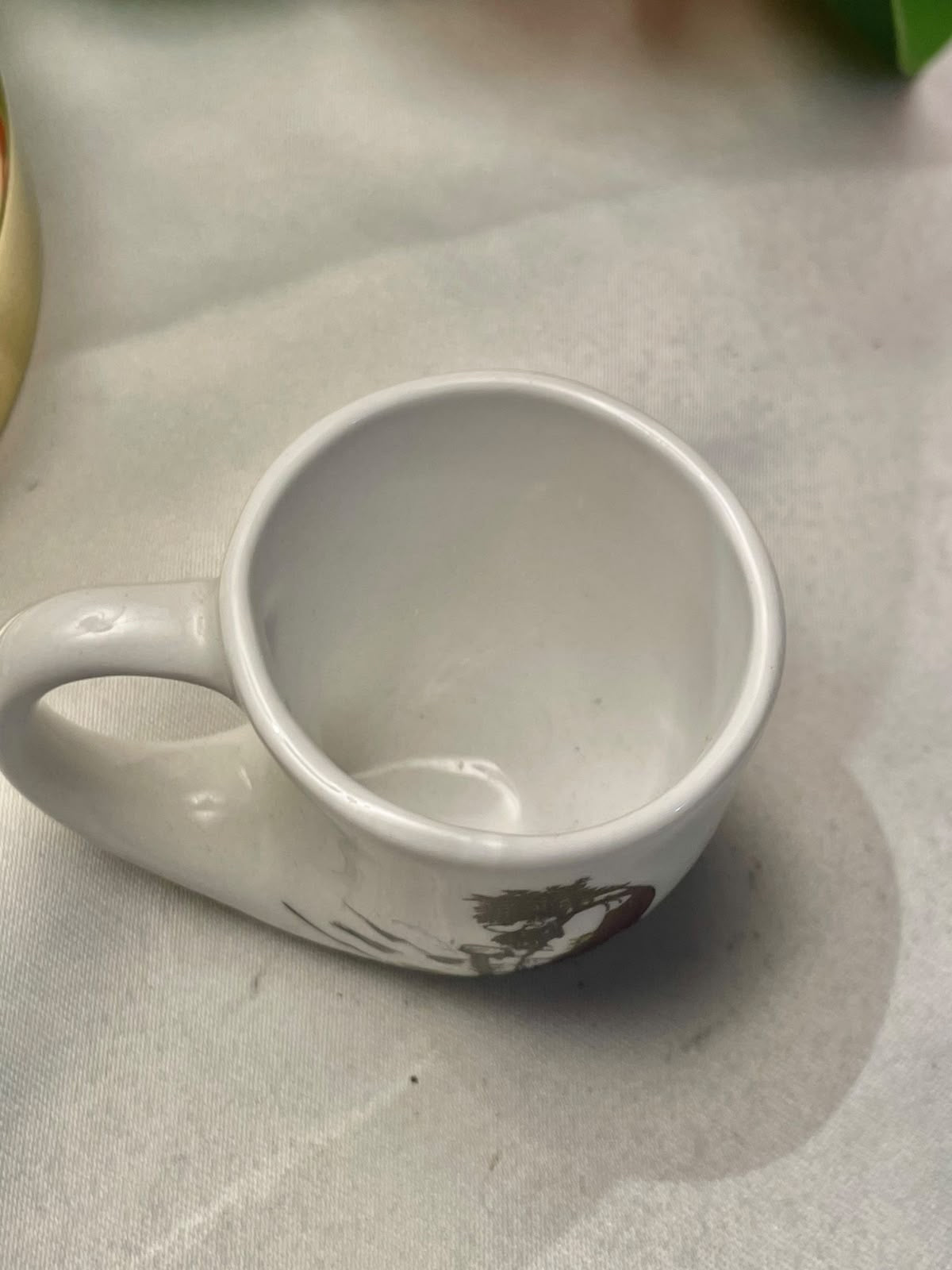 Vintage White Illustrated Mini Mug, 2 in